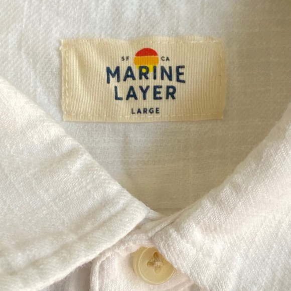 Marine Layer Off-White Casual Button Down Shirt - Picture 7 of 11